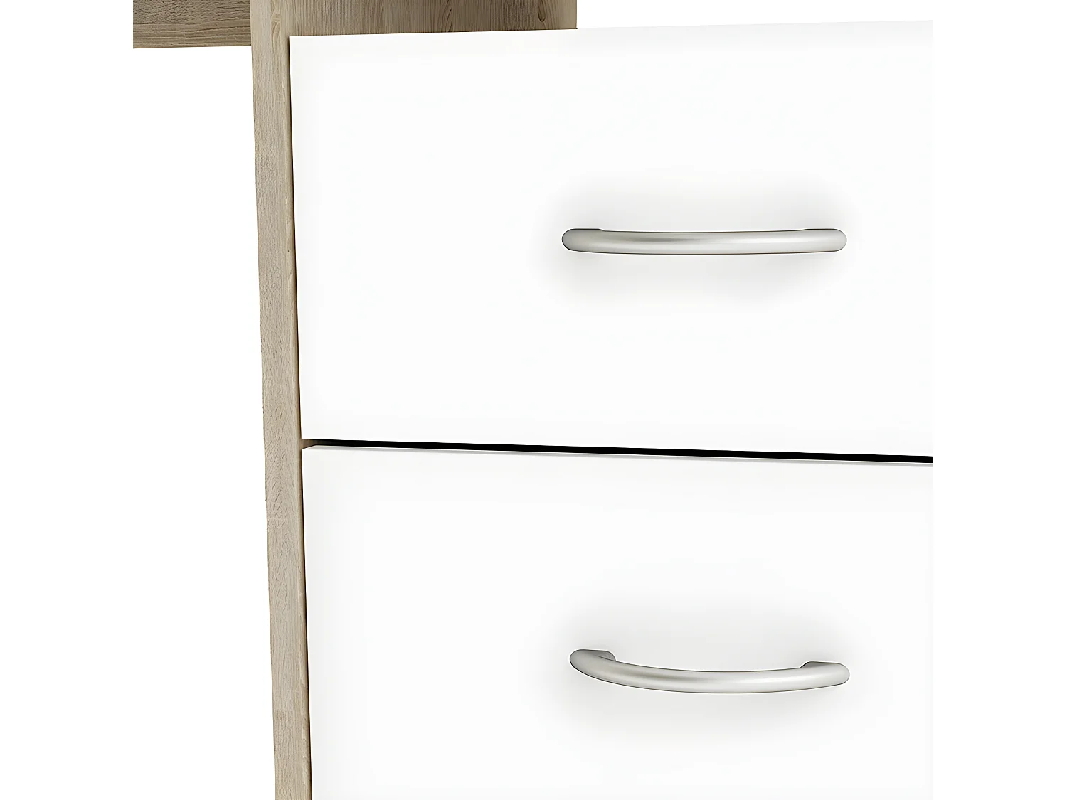 Bureau 3 tiroirs Aristote naturel et blanc