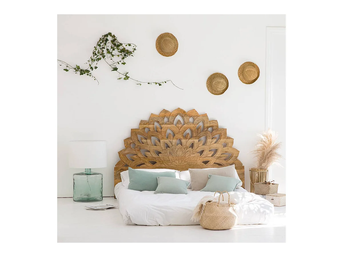 Tête de lit lotus en bois de manguier sculpté 160 cm Valentina