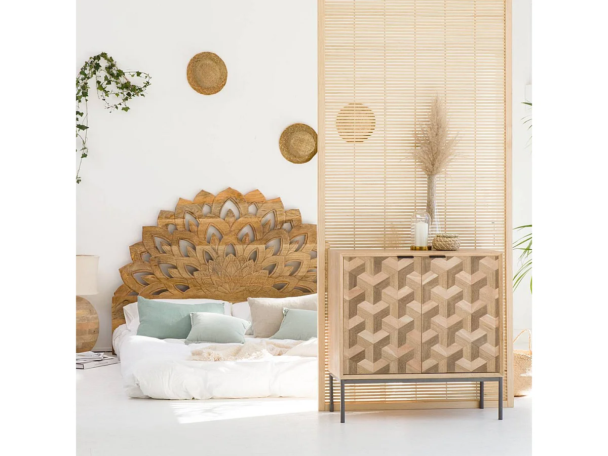 Tête de lit lotus en bois de manguier sculpté 160 cm Valentina
