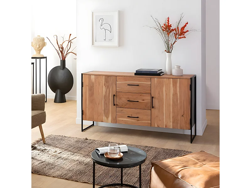 Buffet en bois d'acacia et métal Bosco