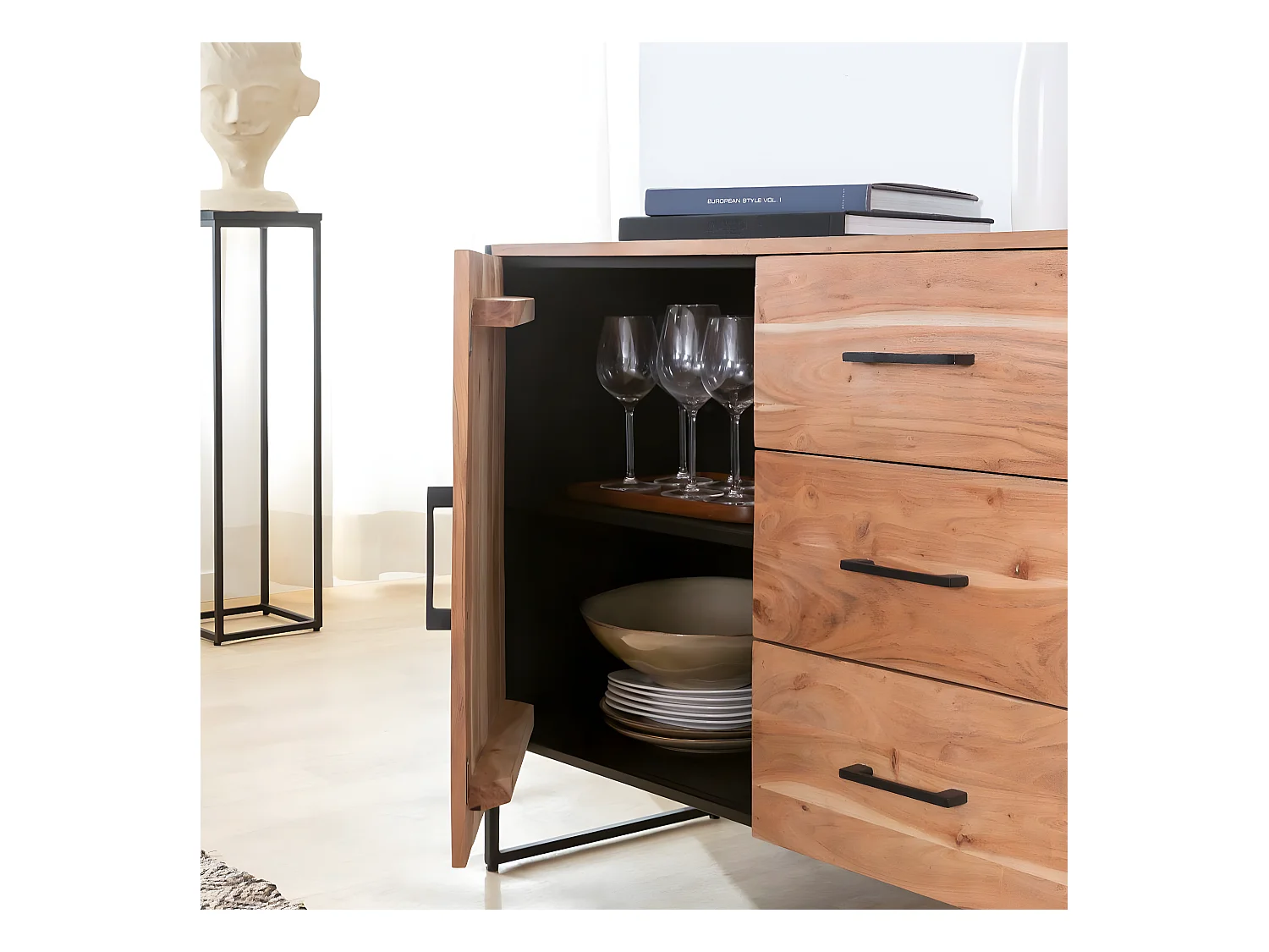 Buffet en bois d'acacia et métal Bosco