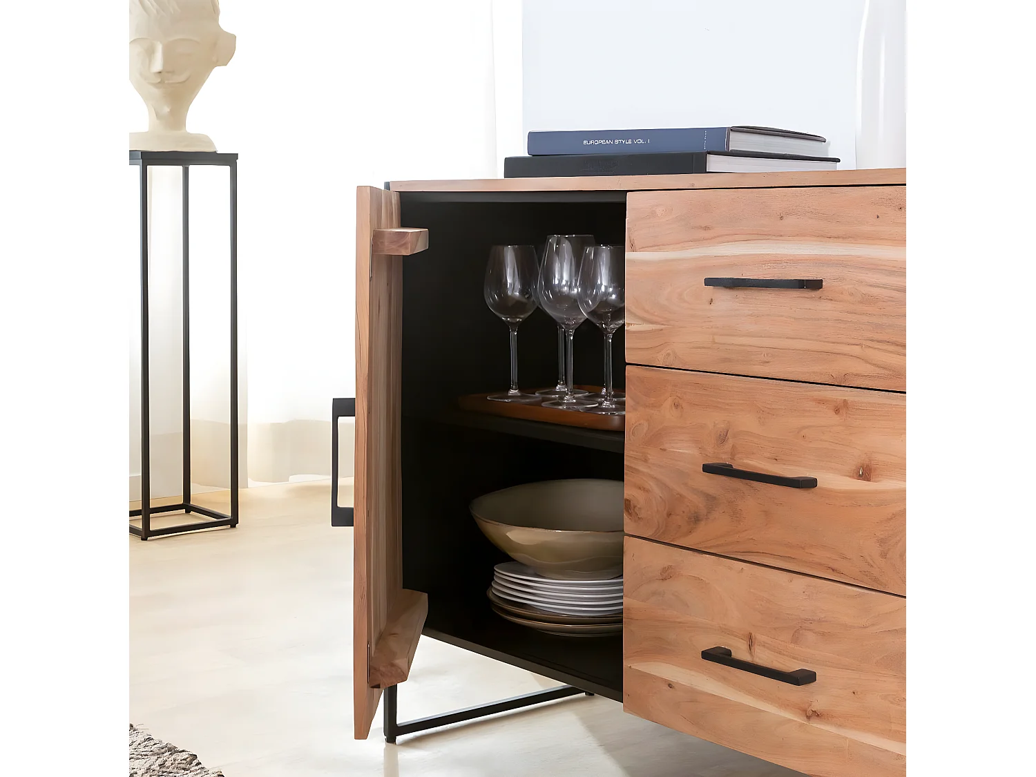 Buffet en bois d'acacia et métal Bosco