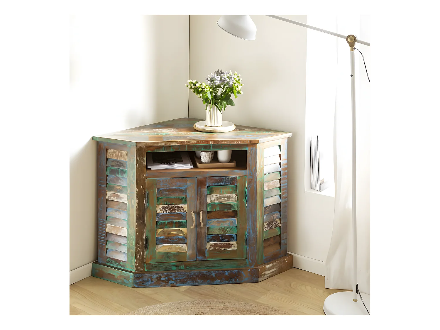 Buffet d'angle en bois coloré Ethnik