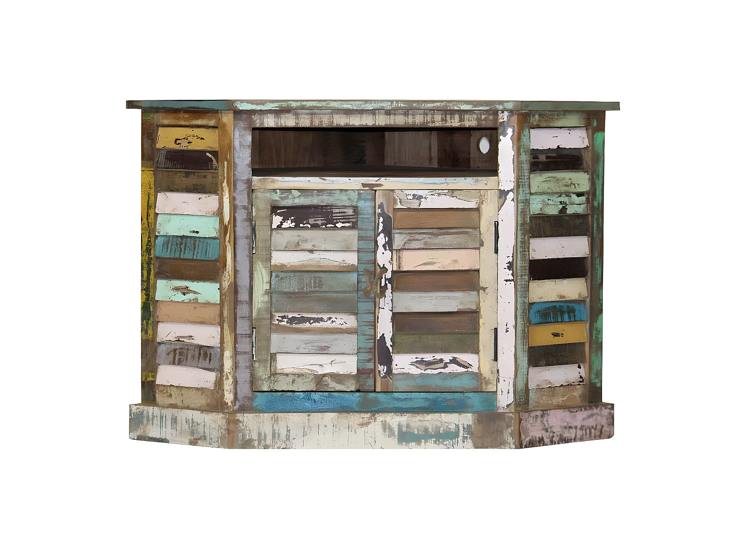 Buffet d'angle en bois coloré Ethnik