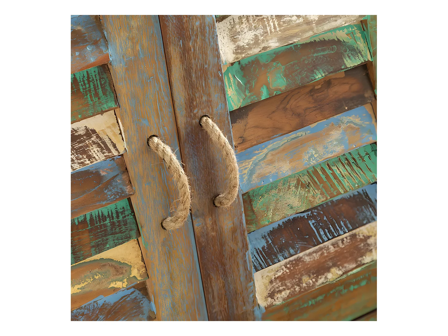 Buffet d'angle en bois coloré Ethnik