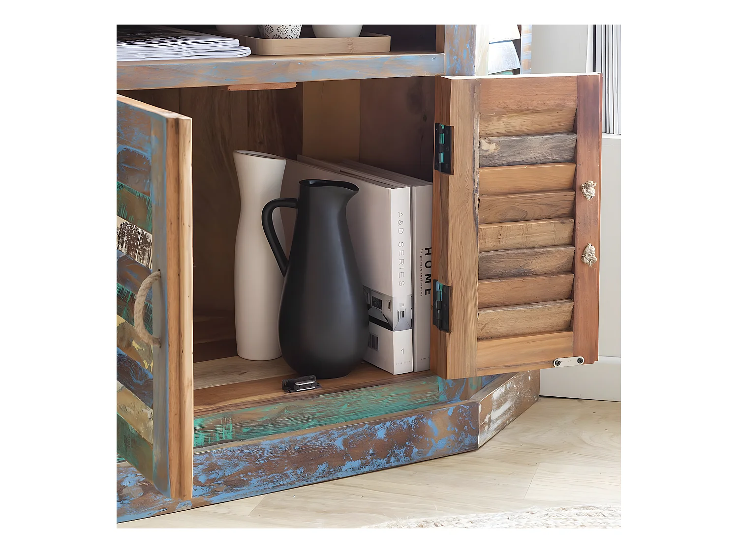 Buffet d'angle en bois coloré Ethnik