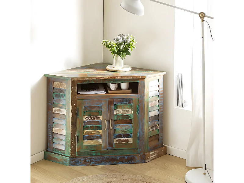Buffet d'angle en bois coloré Ethnik