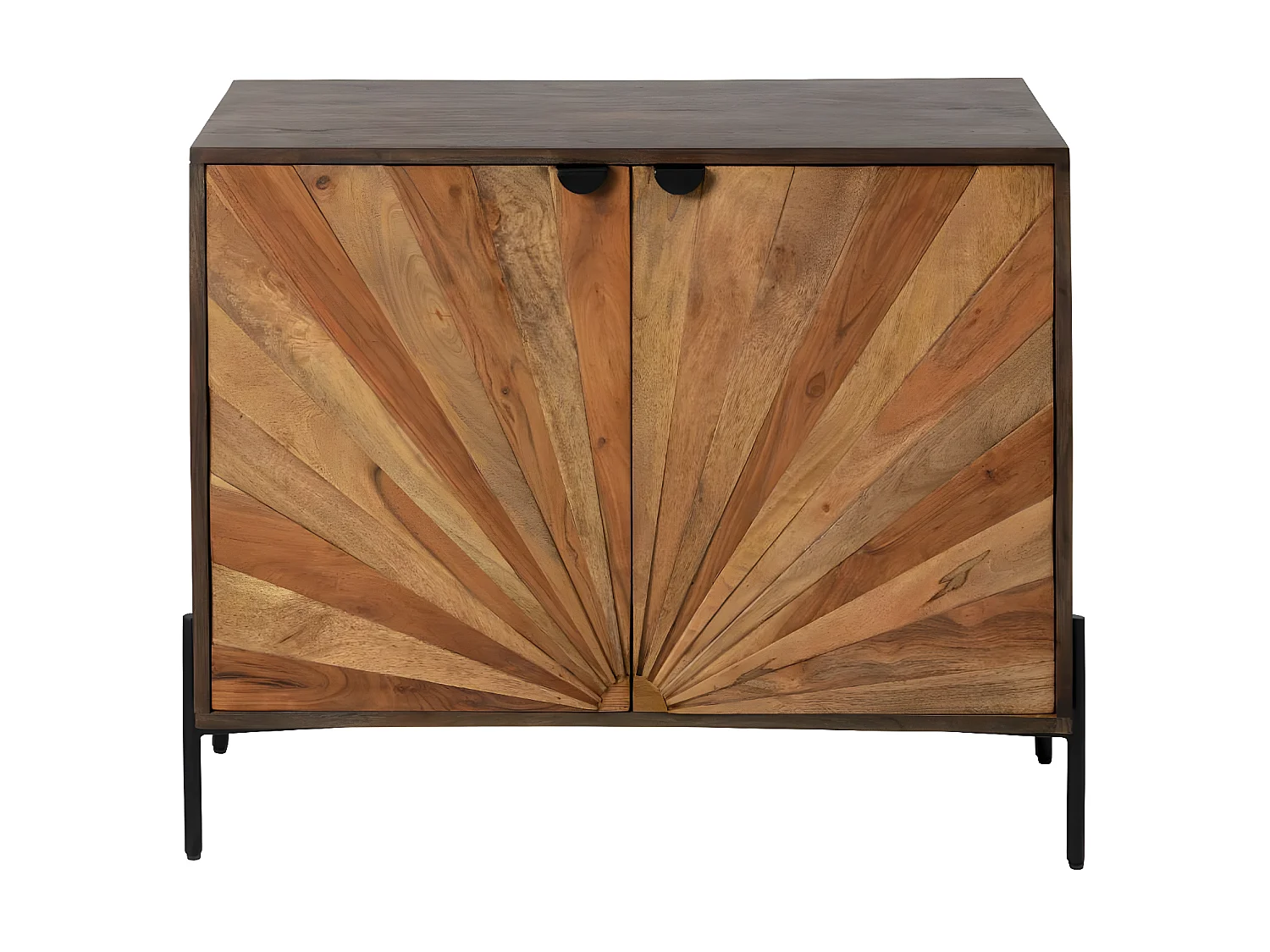 Pequeño buffet rústico de madera de acacia Elvira con apertura abatible