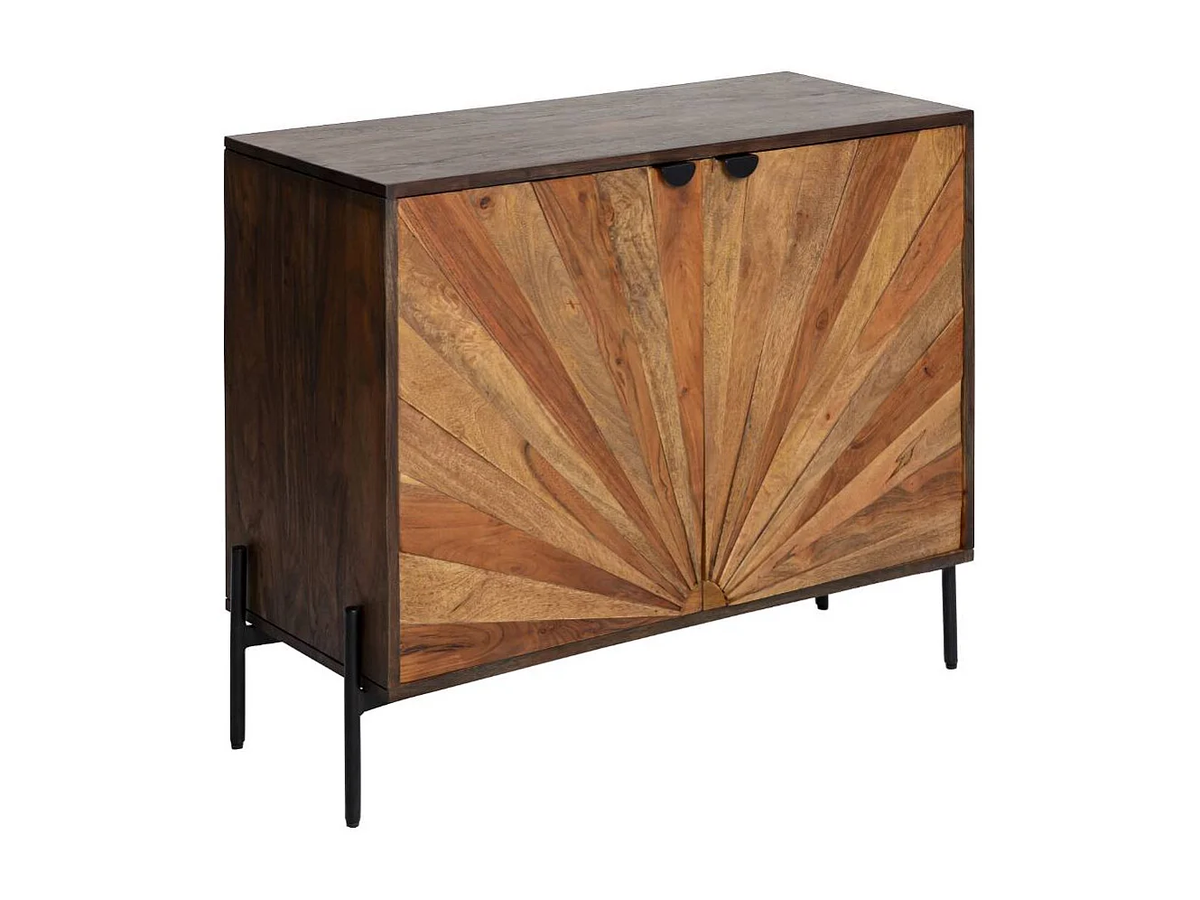 Pequeño buffet rústico de madera de acacia Elvira con apertura abatible