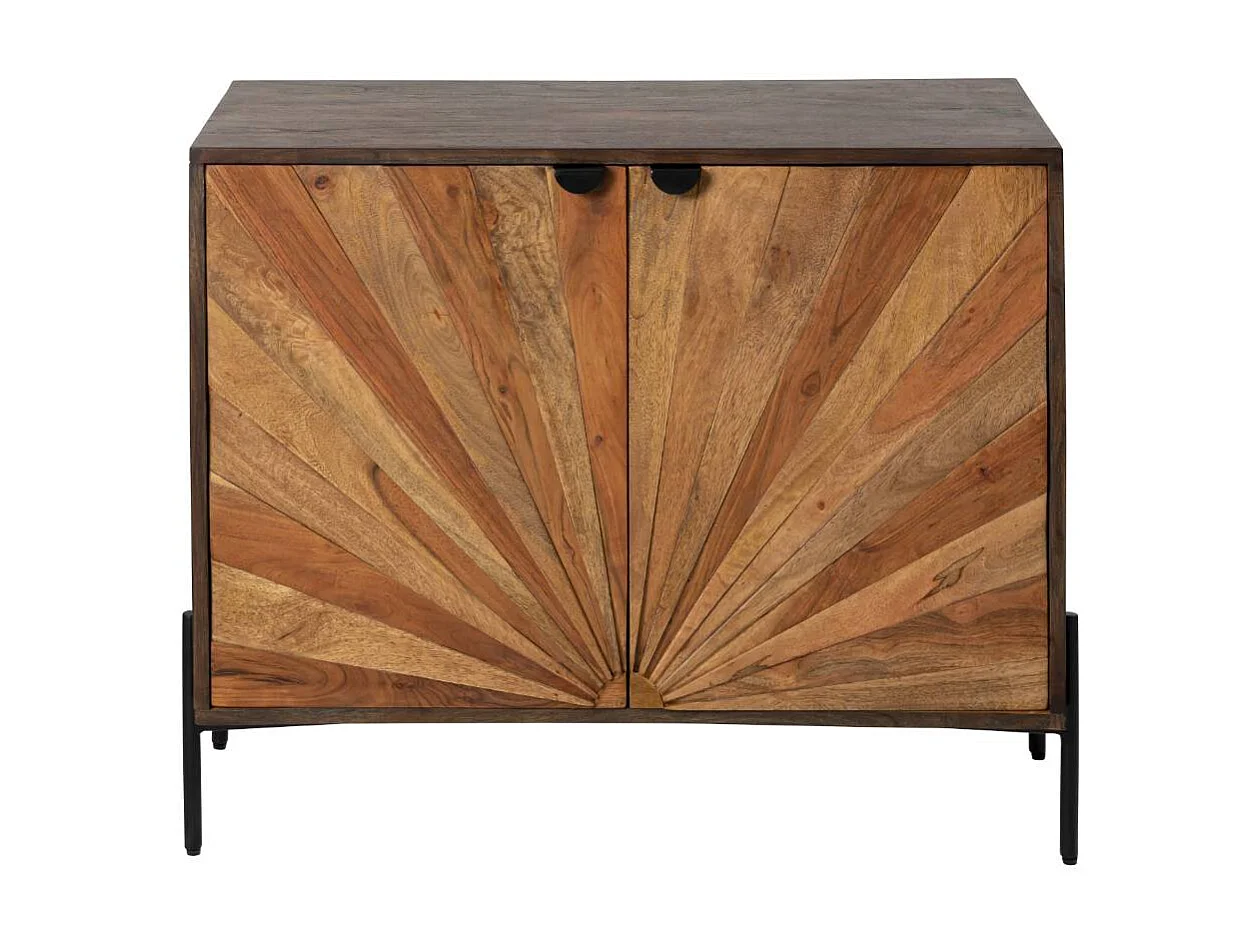 Pequeño buffet rústico de madera de acacia Elvira con apertura abatible