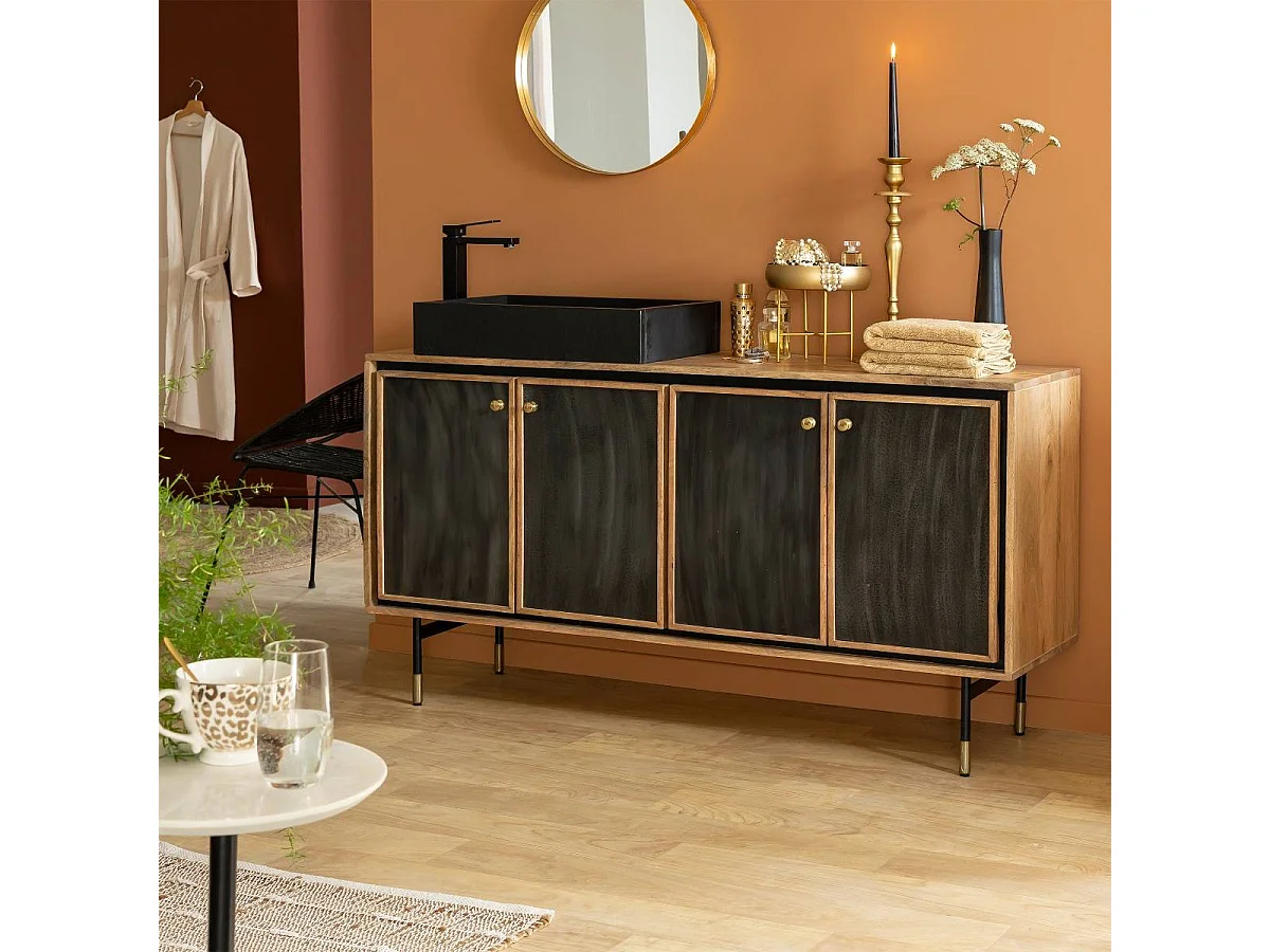 Buffet de madera de mango Léandro - Mueble funcional para hogar y oficina