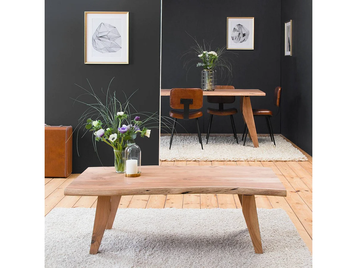 Mesa de centro de madera de acacia Tree con almacenamiento - Estilo escandinavo