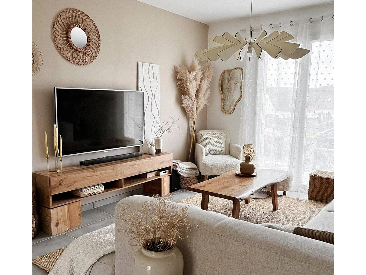 Mesa de centro de madera de acacia Tree con almacenamiento - Estilo escandinavo