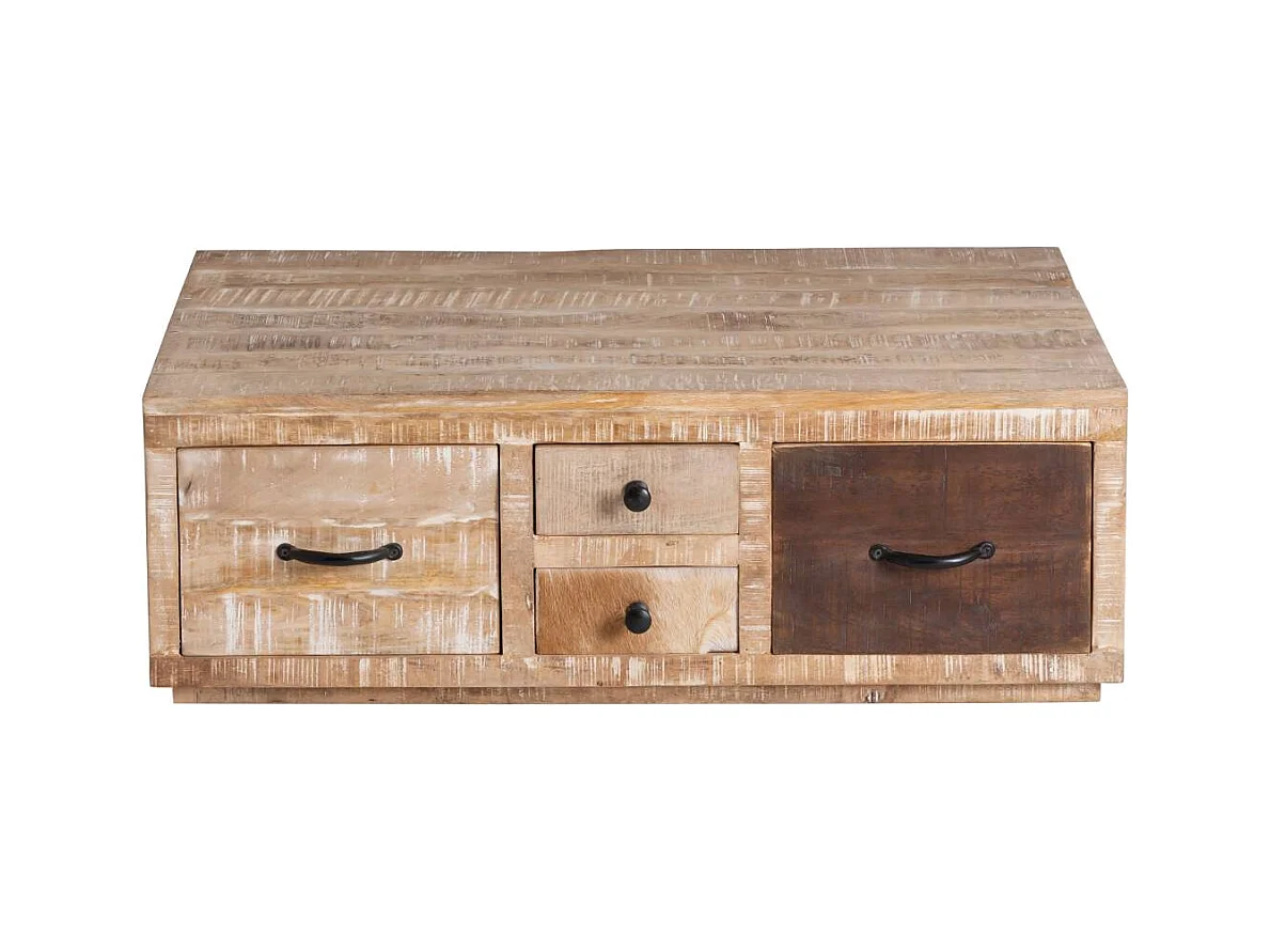 Mesa de centro de madera de mango con almacenamiento Pio - Made in Meubles