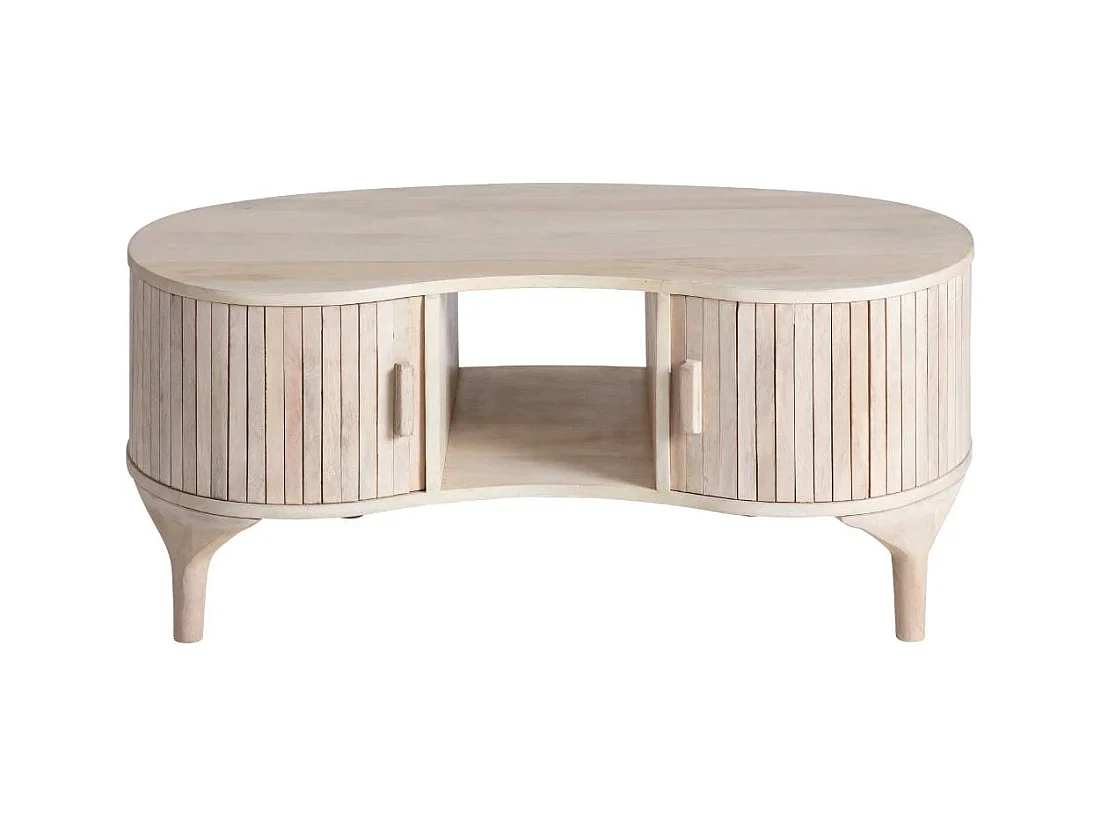 Mesa de centro de madera de mango Macha con almacenamiento - Minimalista y sofisticada