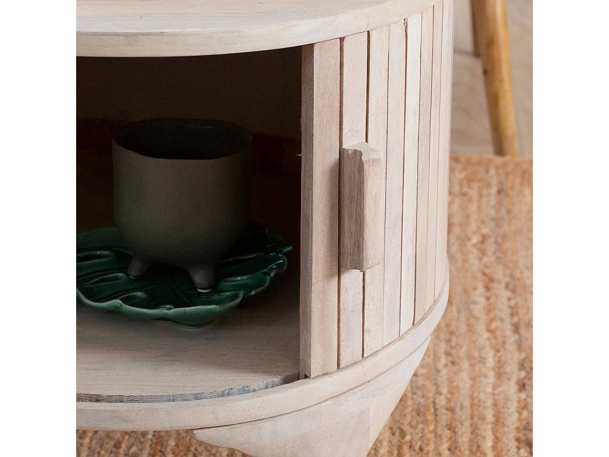 Mesa de centro de madera de mango Macha con almacenamiento - Minimalista y sofisticada