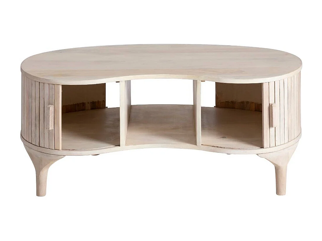 Mesa de centro de madera de mango Macha con almacenamiento - Minimalista y sofisticada