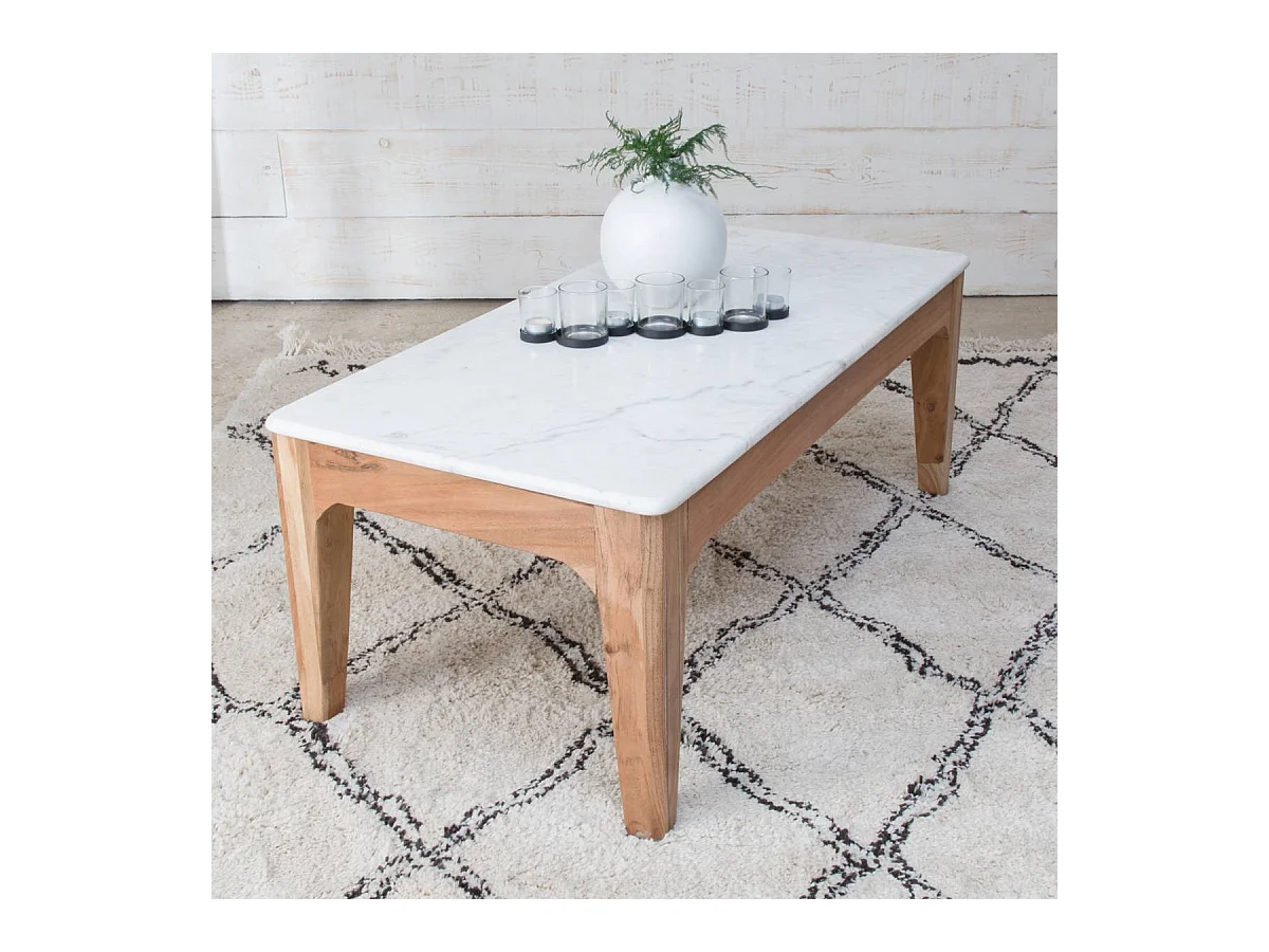 Mesa de centro de madera de mango Arthuro con almacenamiento integrado - Estilo escandinavo