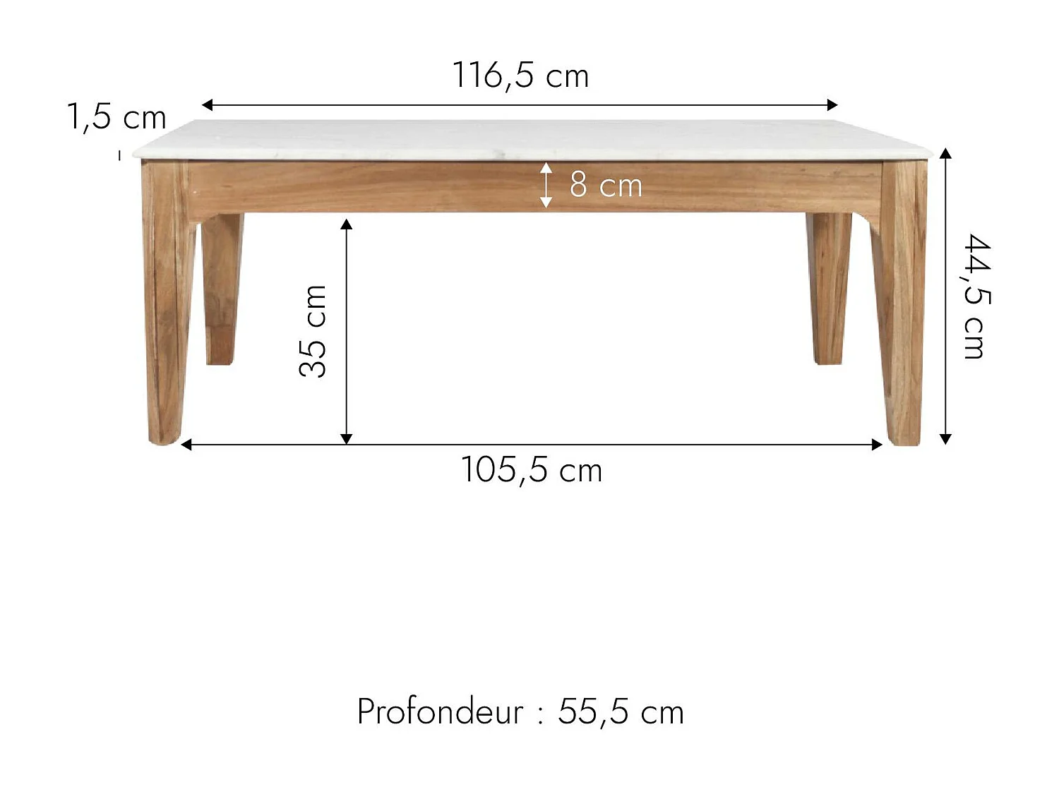 Mesa de centro de madera de mango Arthuro con almacenamiento integrado - Estilo escandinavo