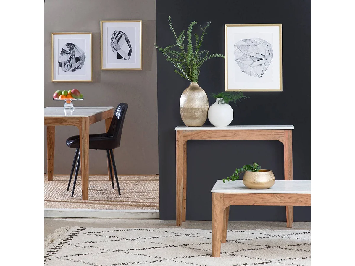 Table basse en bois de manguier et marbre Arthuro