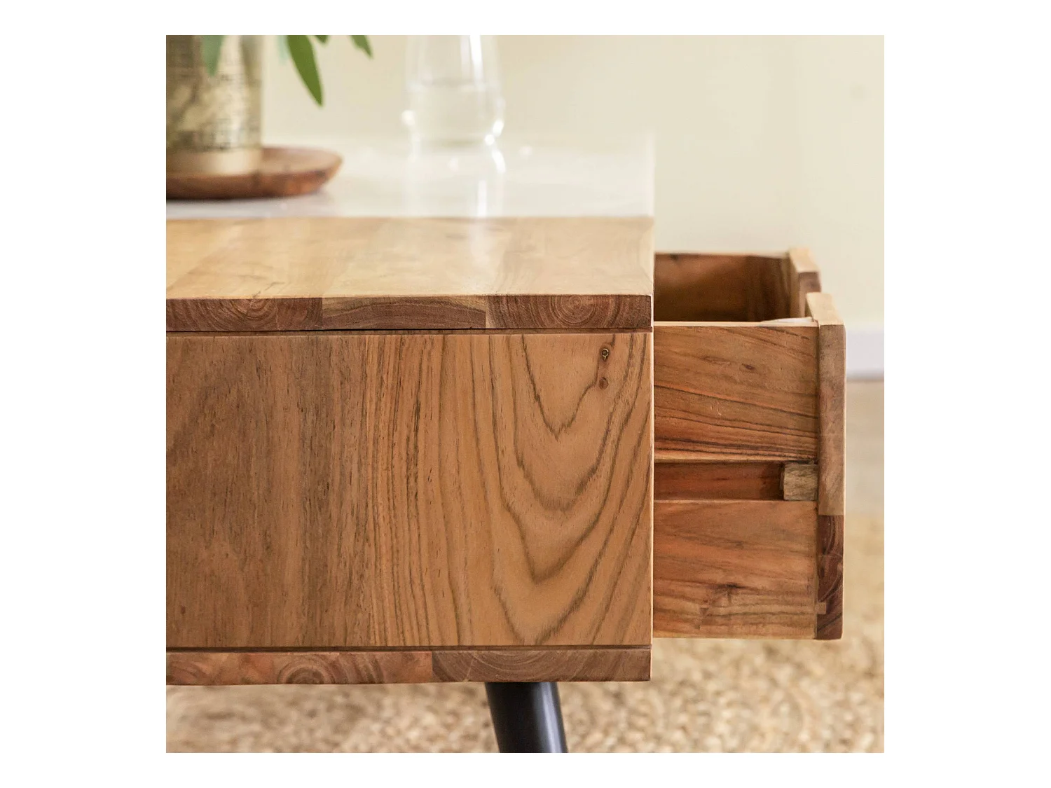 Table basse en bois d'acacia et marbre Frida