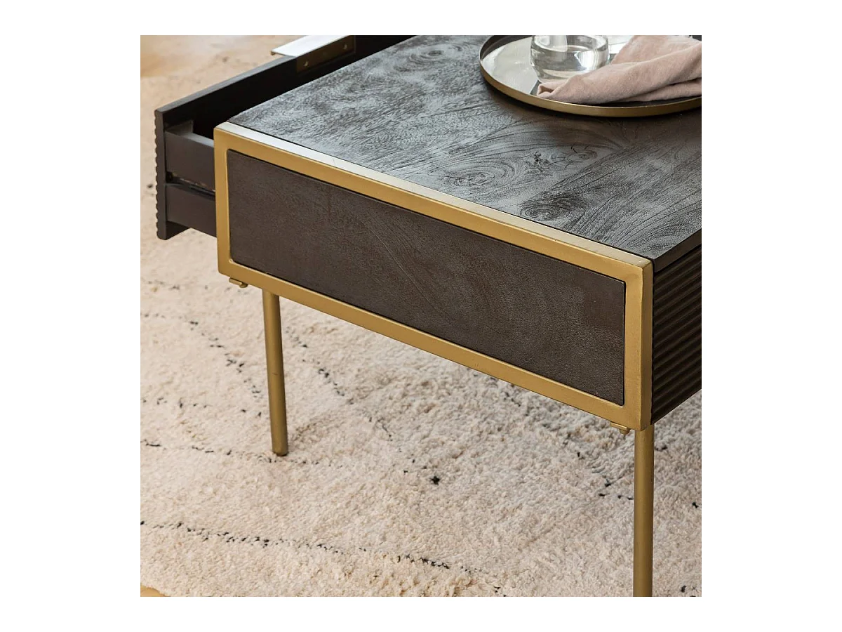 Table basse en bois de manguier et métal doré Ange