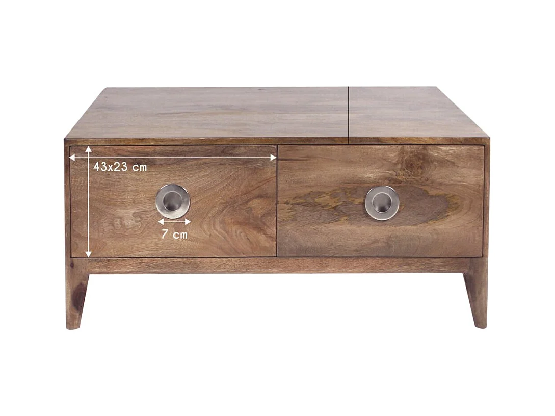 Mesa de centro de madera de mango Eloi con almacenamiento - Estilo escandinavo