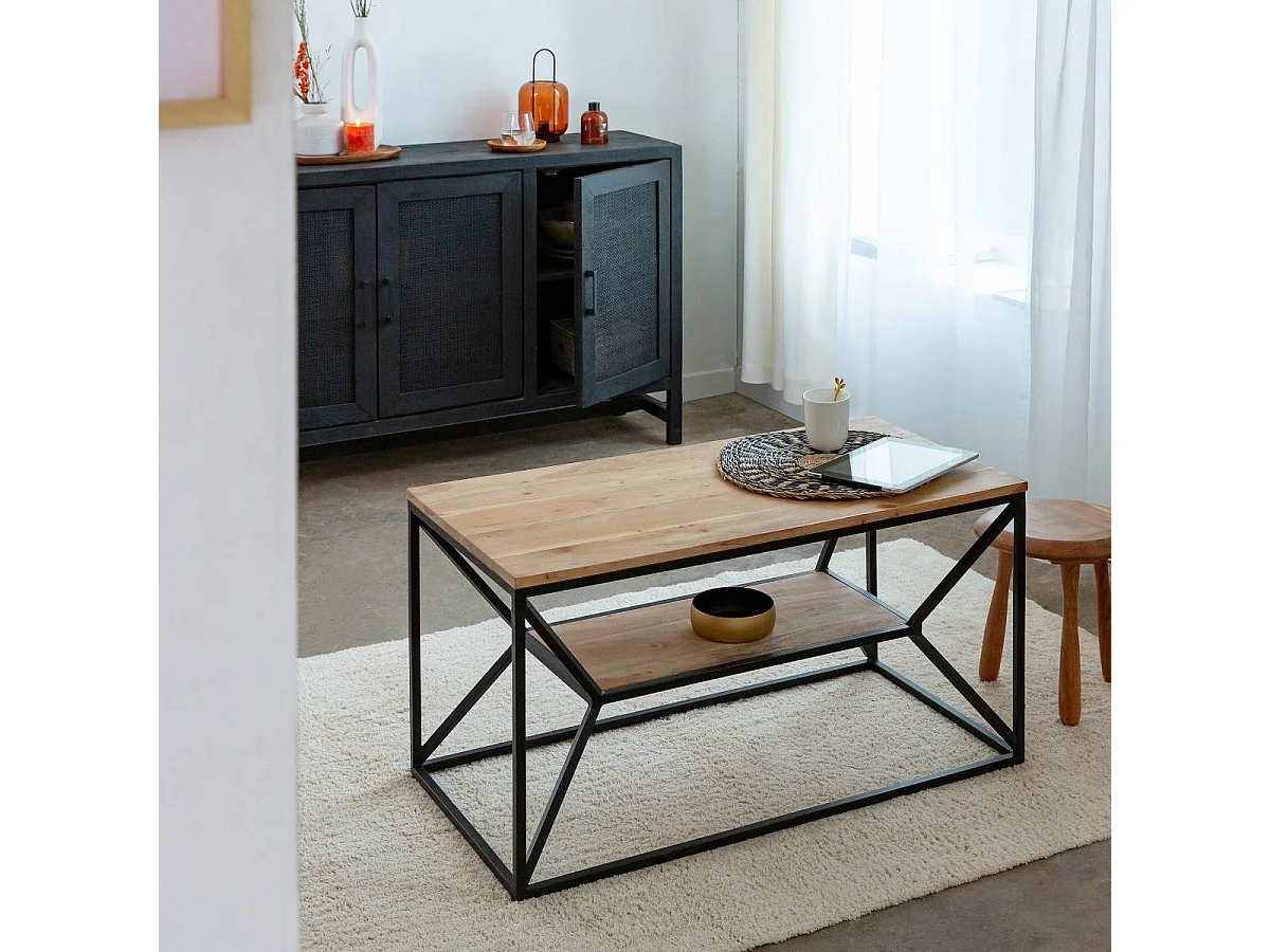 Table basse à  double plateau en bois d'acacia Flavia