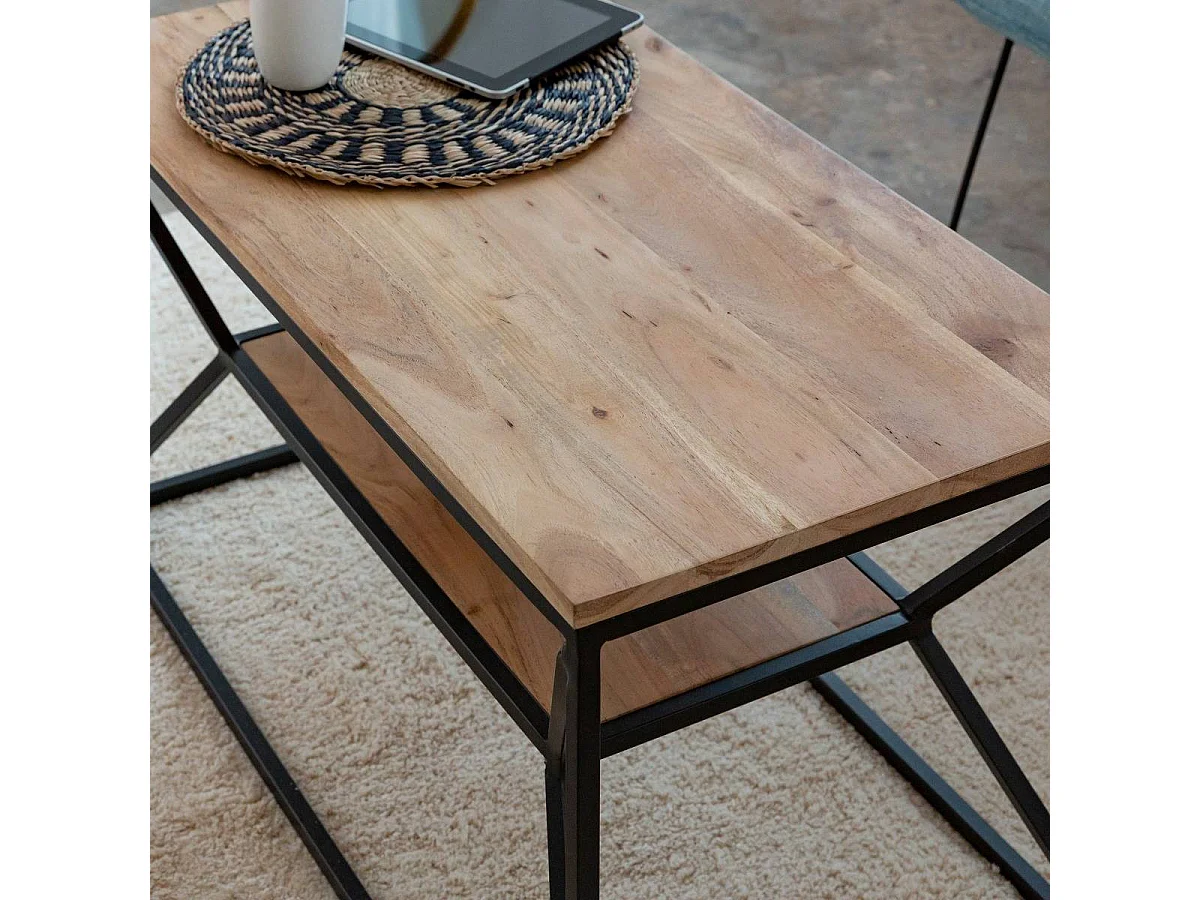 Table basse à  double plateau en bois d'acacia Flavia