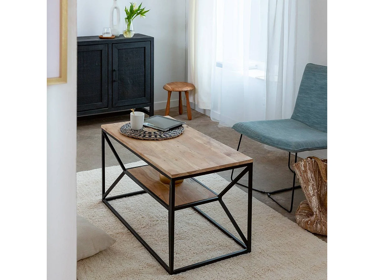 Table basse à  double plateau en bois d'acacia Flavia