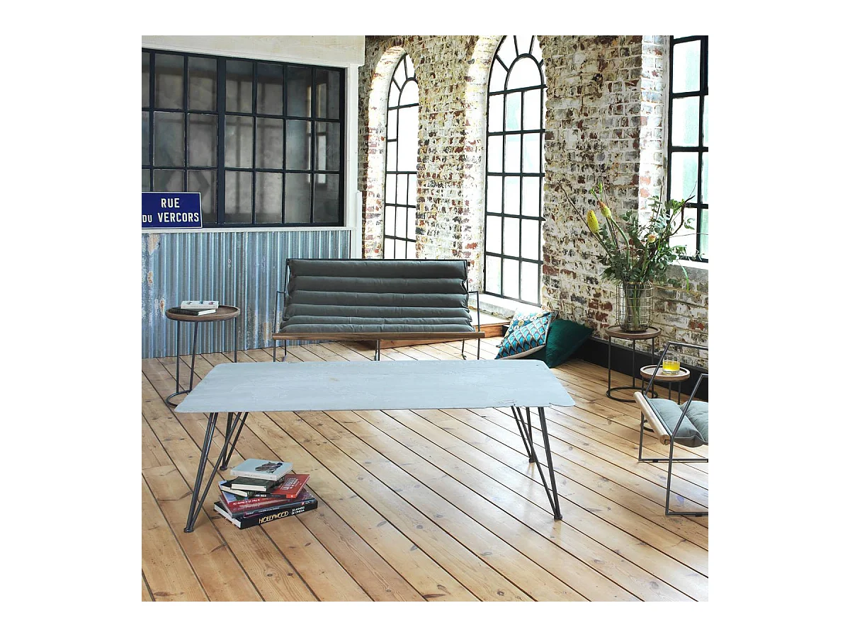 Table basse en ciment et métal Grey