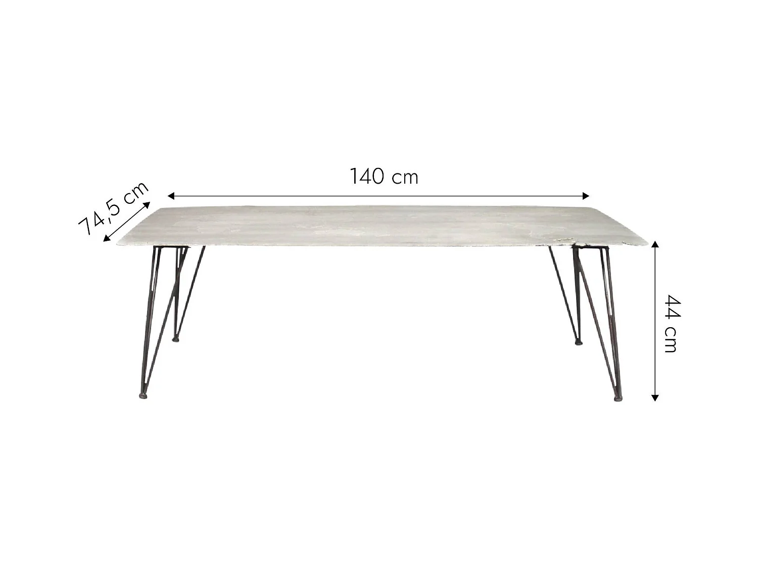 Table basse en ciment et métal Grey