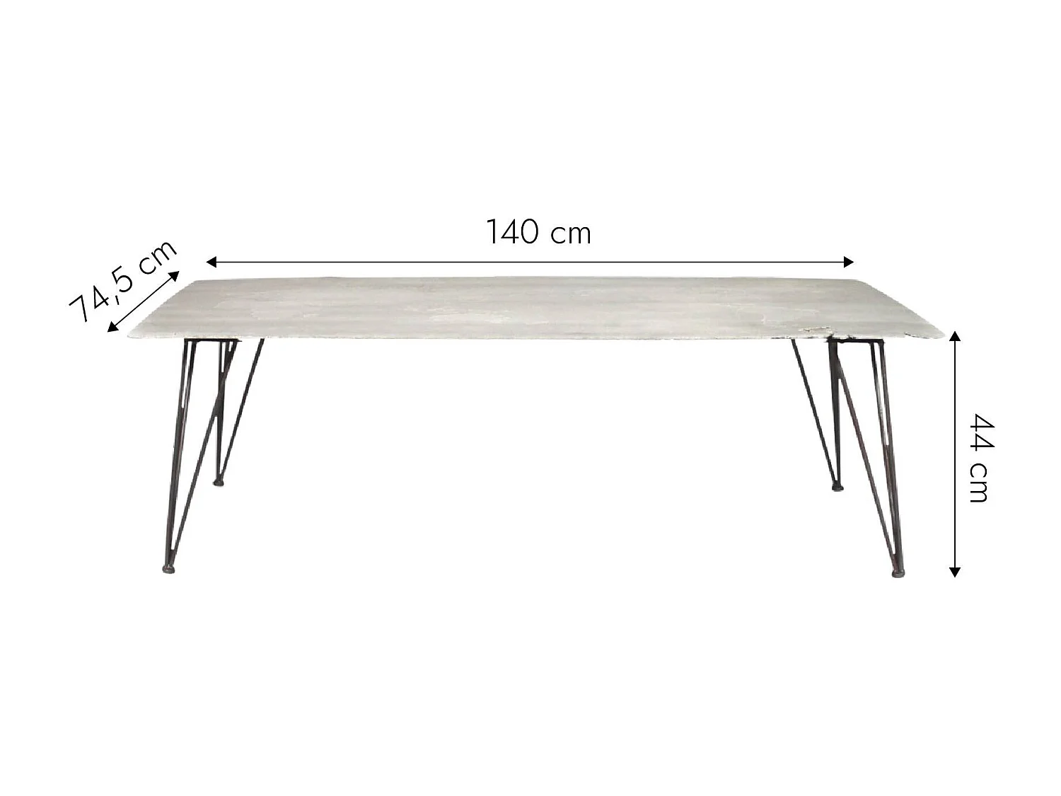 Table basse en ciment et métal Grey