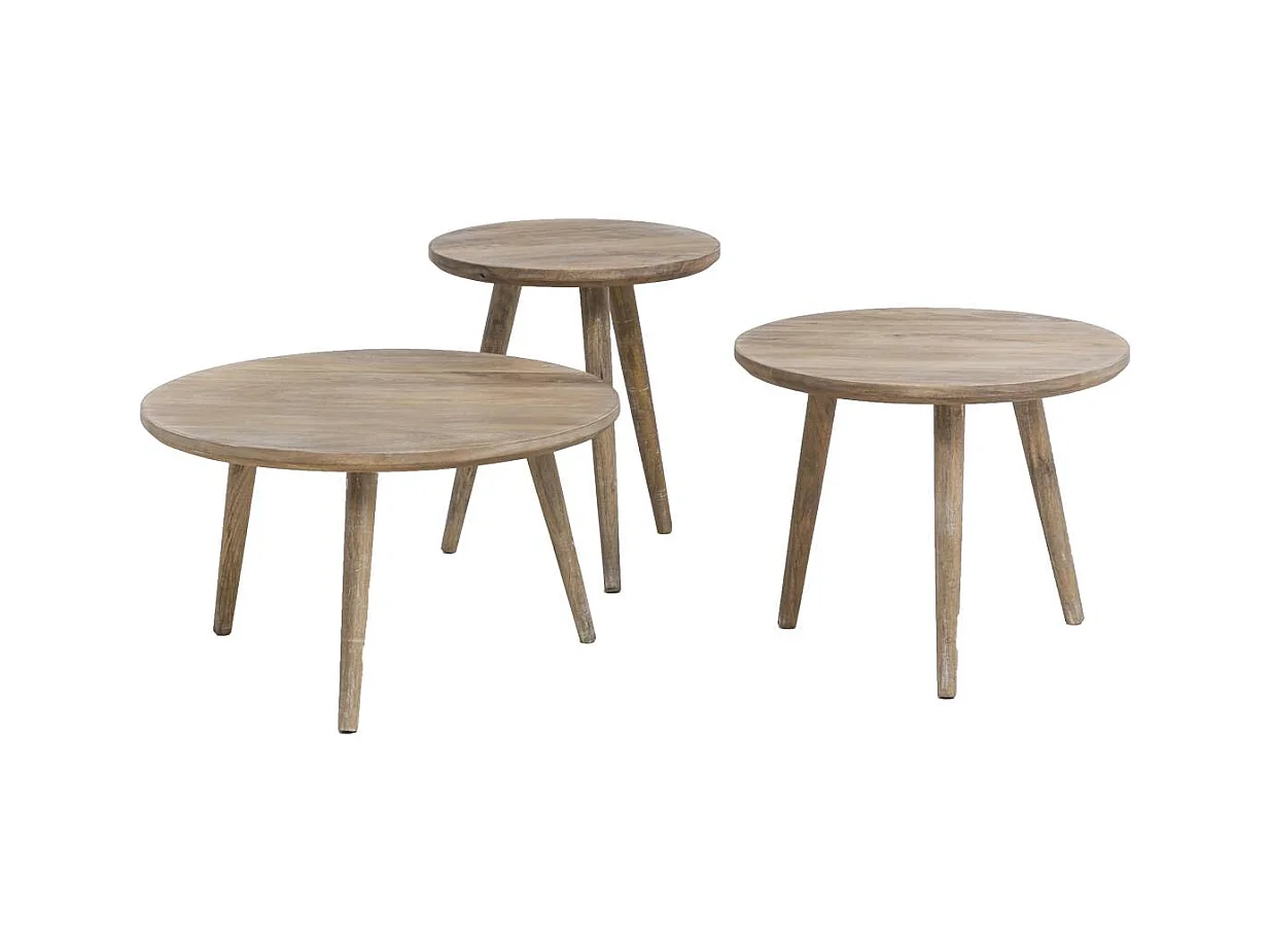 Table basse gigogne en bois de manguier Mykonos