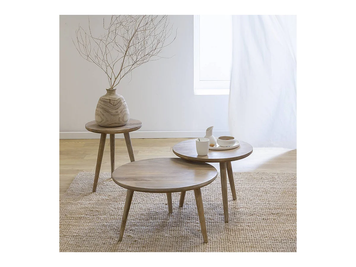 Table basse gigogne en bois de manguier Mykonos