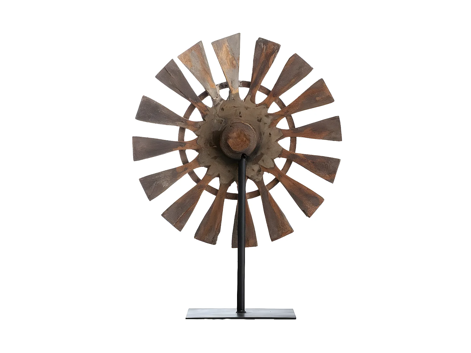 Sculpture façon roue en bois et métal Georgia