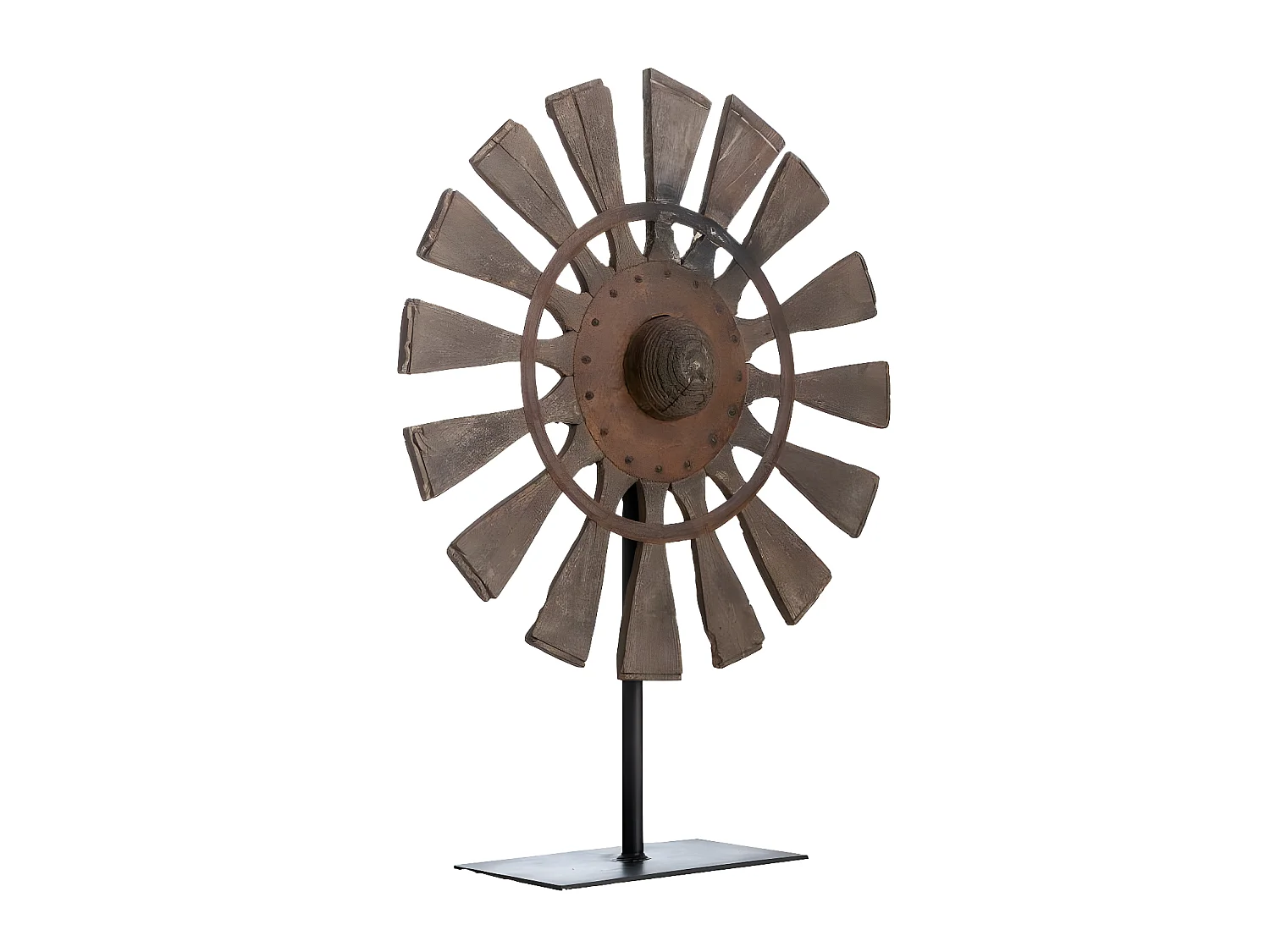 Sculpture façon roue en bois et métal Georgia