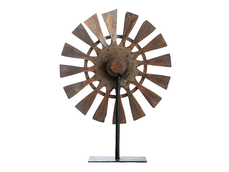 Sculpture façon roue en bois et métal Georgia