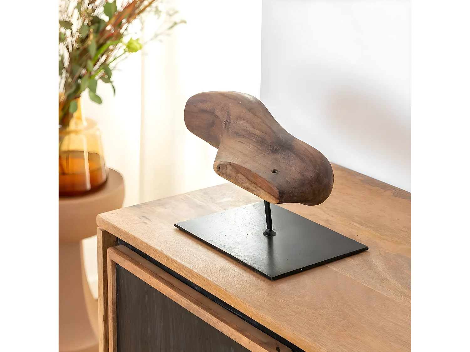 Sculpture en bois et métal Estel