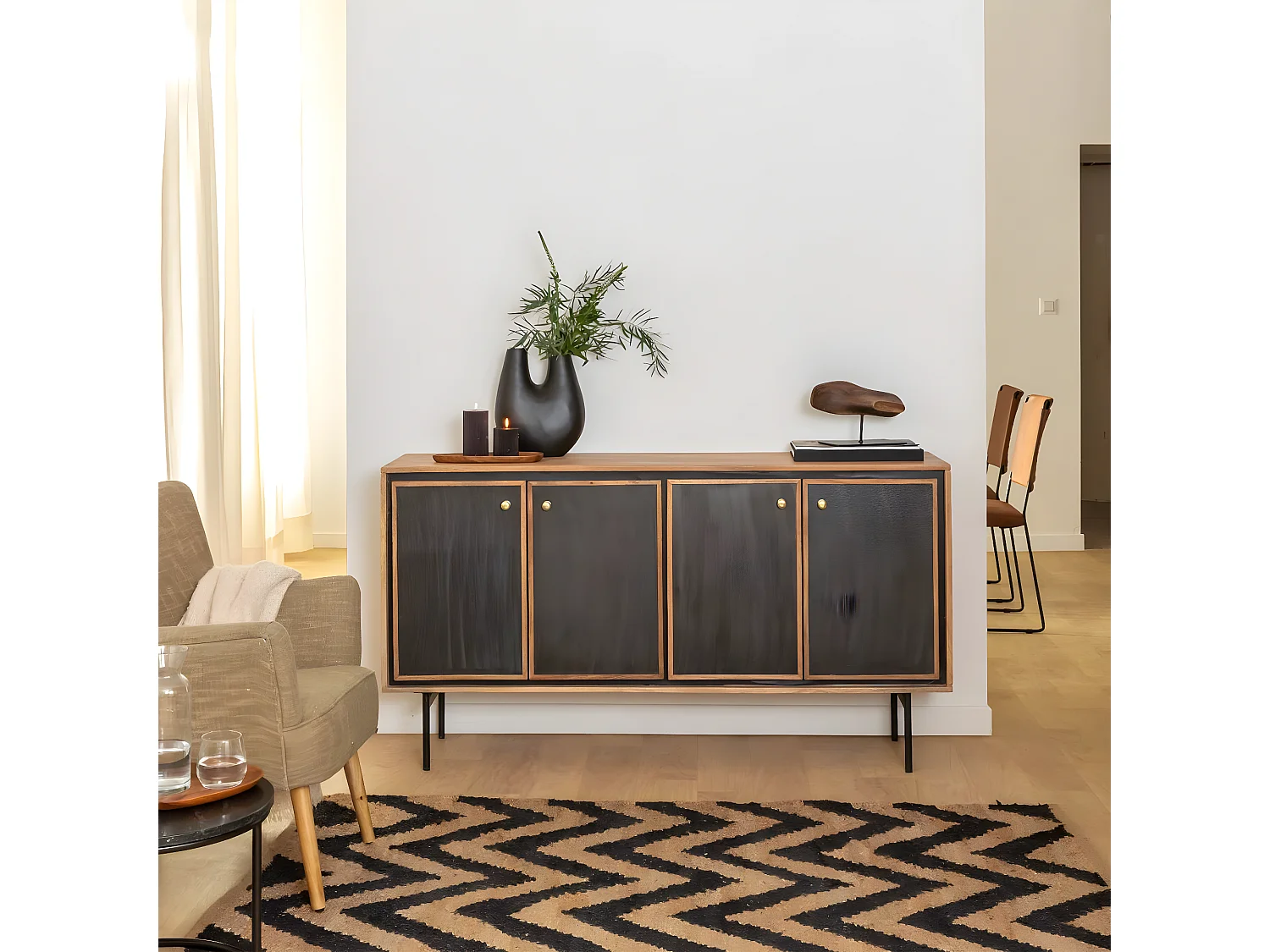 Sculpture en bois et métal Estel