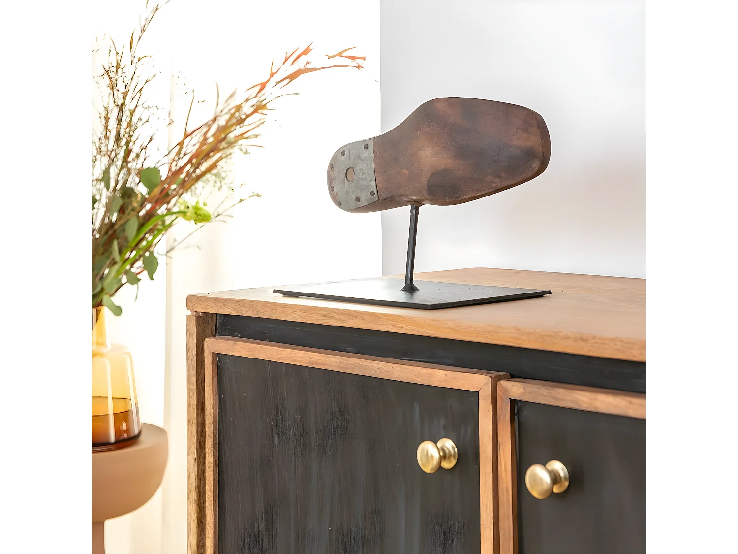 Sculpture en bois et métal Estel