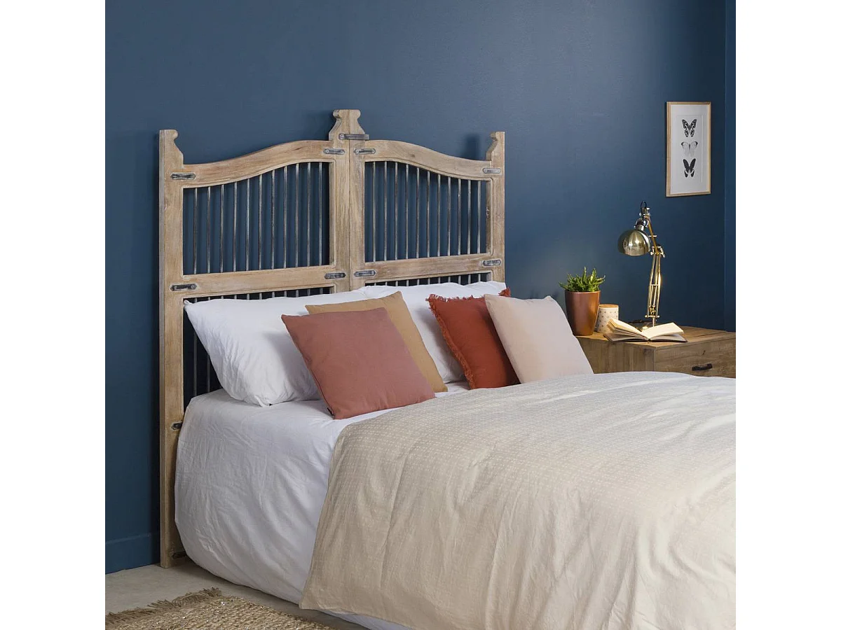 Cabecero vintage de madera de mango macizo de 160 cm con almacenamiento