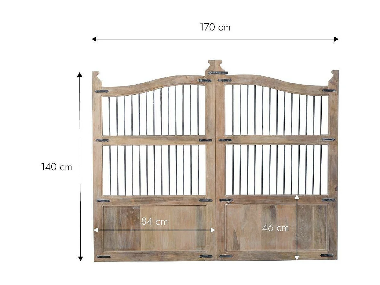 Cabecero vintage de madera de mango macizo de 160 cm con almacenamiento