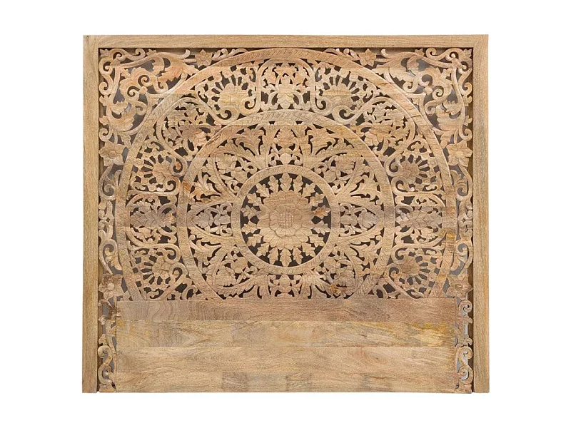 Cabecero de cama de madera de mango tallado Vittoria con almacenamiento integrado para adultos