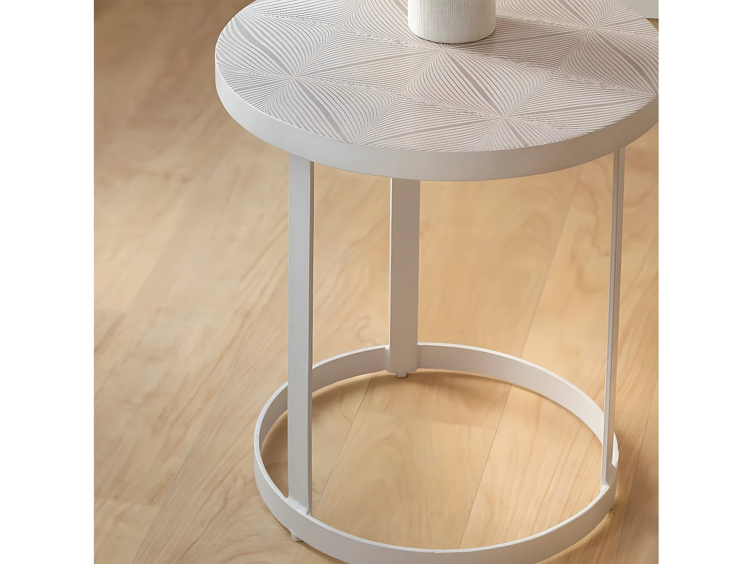 Mesa auxiliar de metal Gwen blanca para sala de estar