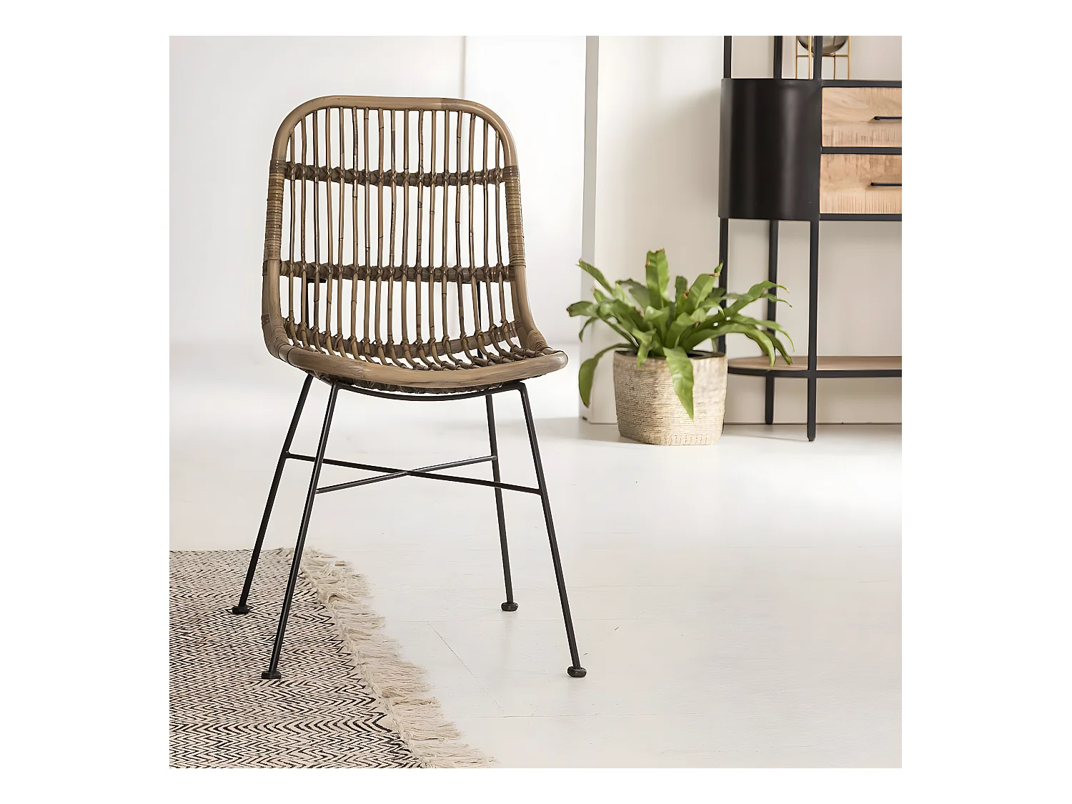 Chaise en rotin et métal Rattan (lot de 2)