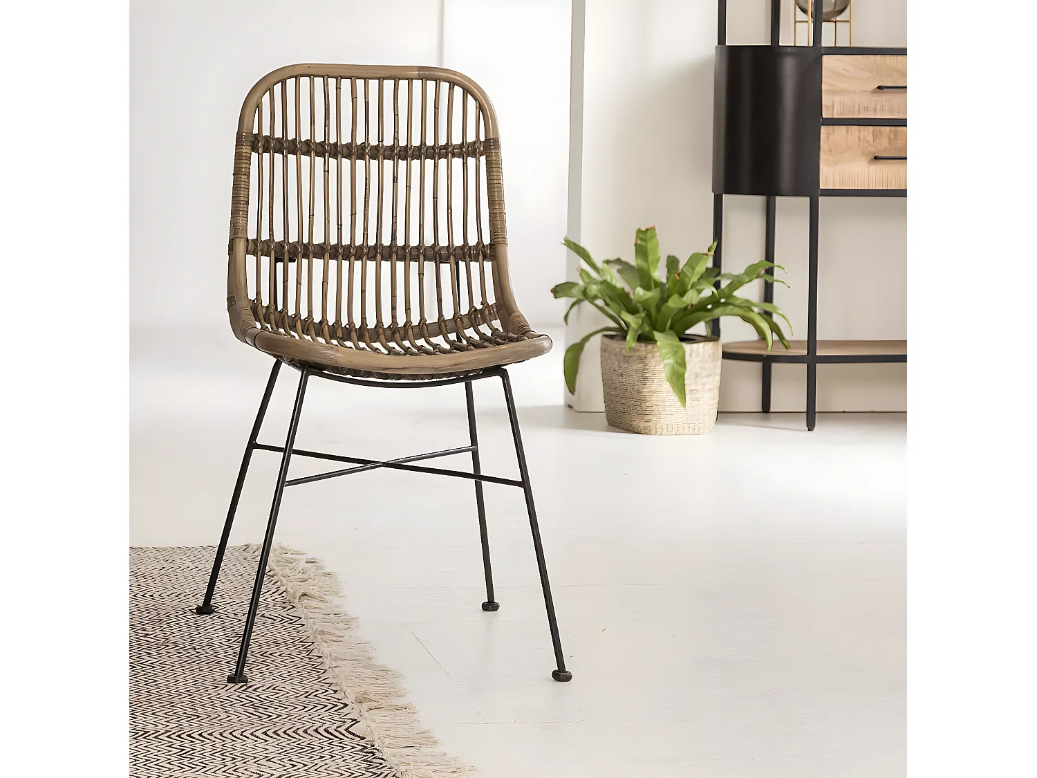 Chaise en rotin et métal Rattan (lot de 2)