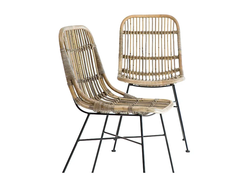 Chaise en rotin et métal Rattan (lot de 2)