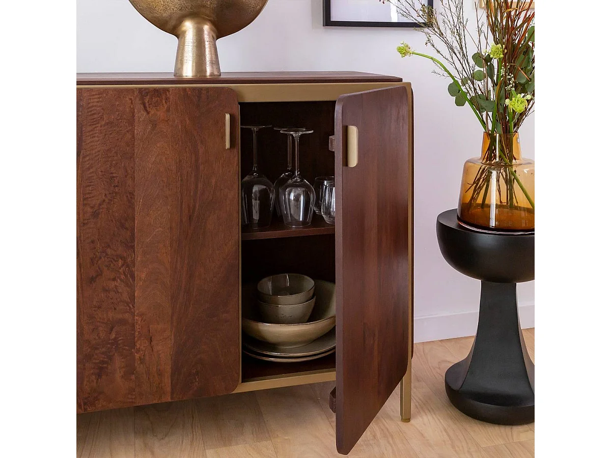 Buffet de madera de mango Lisette - Diseño elegante y original - 80x160x40cm