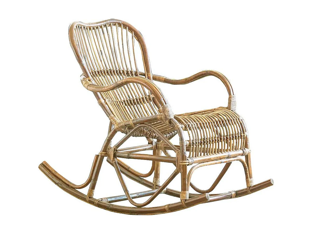 Rocking chair vintage en rotin Rattan
